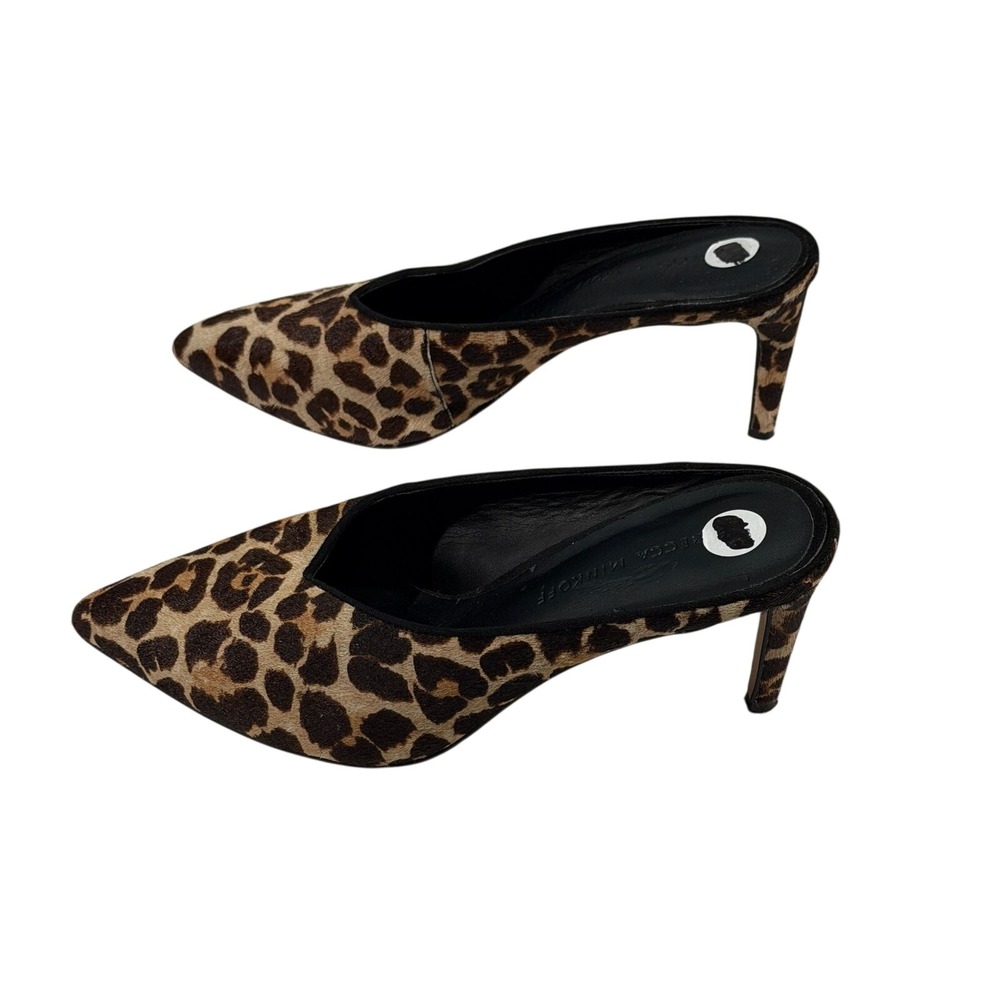 Rebecca Minkoff Gabian Leopard Cow Hair Mule‎ Heels Women's 6M Pointed Toe